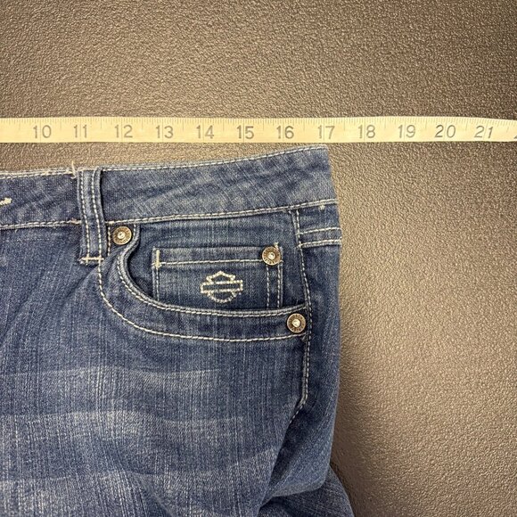 Harley-Davidson Womens Bootcut Jeans Size 12 Studded Embellished Pocket Denim - Picture 6 of 10